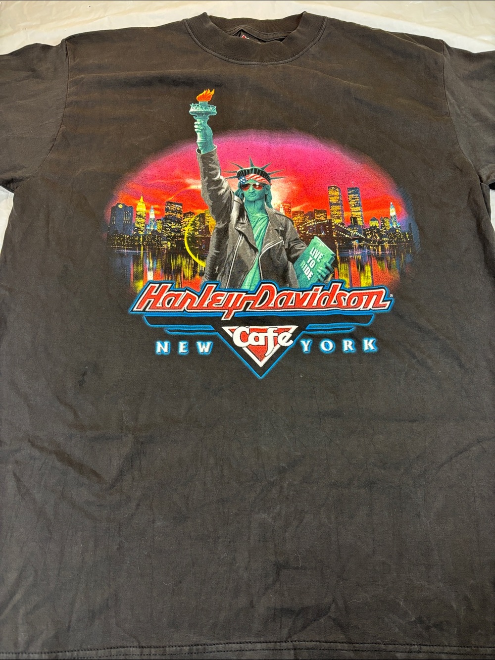 HARLEY-DAVIDSON CAFE STATUE OF LIBERTY BLACK T SHIRT